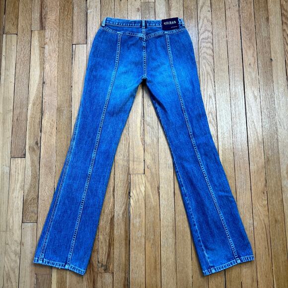 Guess Vintage Y2K Low Rise Bootcut Flare Jeans Hip Huggers Zip‎ Pockets Size 27" - Picture 2 of 13
